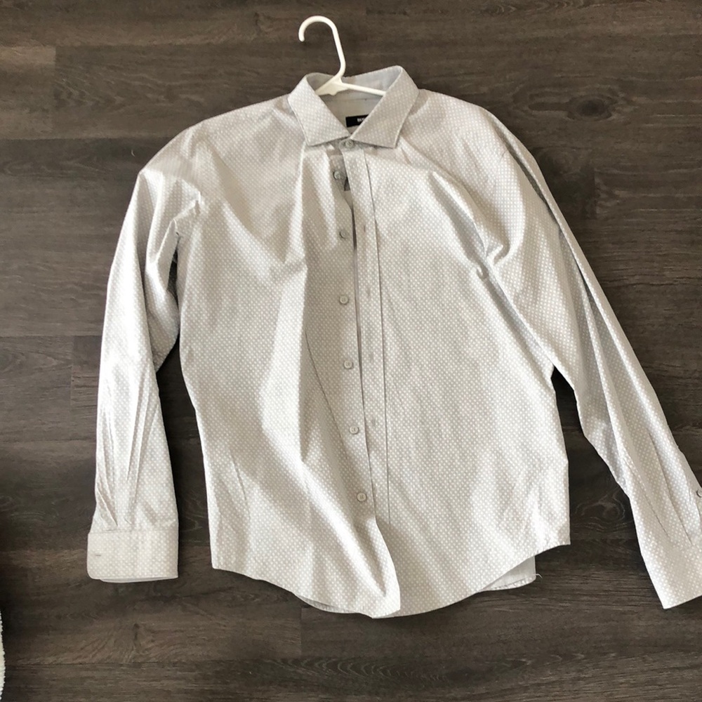 Hugo Boss men’s button down gray with white design
